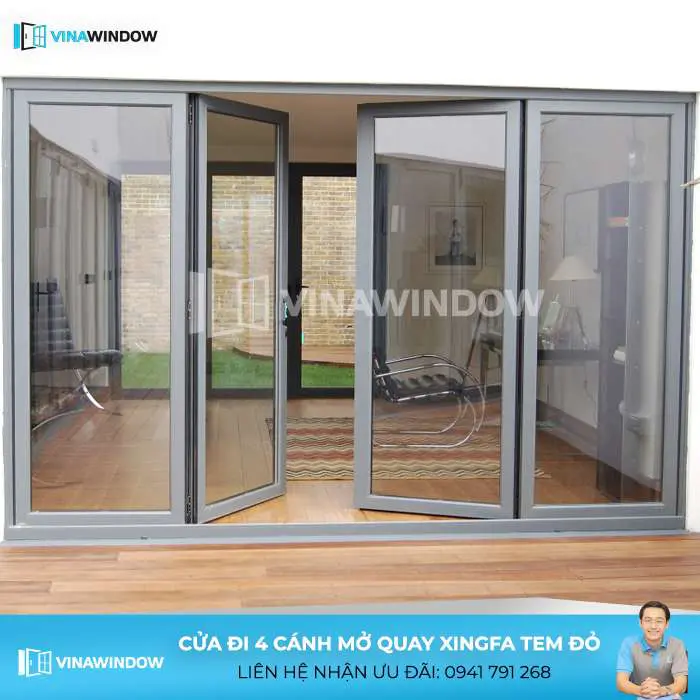 Cửa đi 4 cánh mở quay xingfa cao cấp