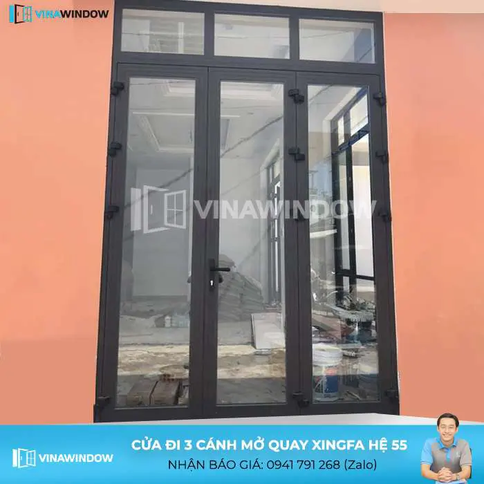 cửa đi mở quay 3 cánh xingfa hệ 55