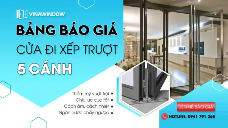 cửa đi xếp trượt 5 cánh nhôm xingfa
