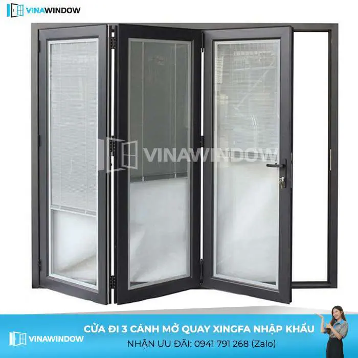 cửa đi xingfa 3 cánh mở quay