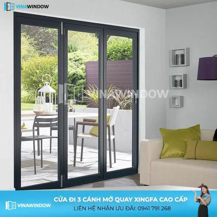 cửa đi xingfa 3 cánh mở tem đỏ