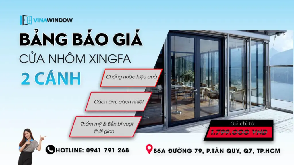 cửa nhôm xingfa 2 cánh