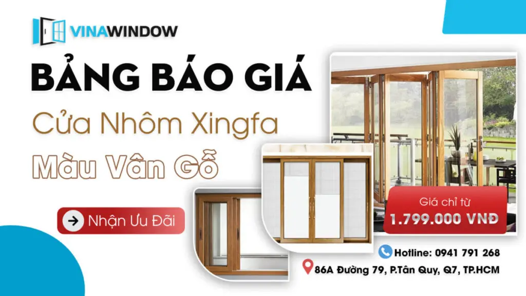 cửa nhôm xingfa vân gỗ nhập khẩu