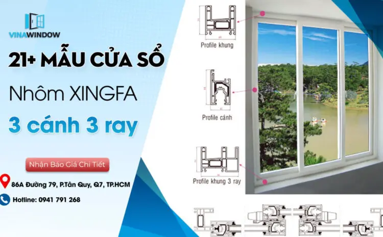 21+ mẫu cửa sổ mở trượt 3 Cánh 3 Ray nhôm Xingfa đẹp (2023)