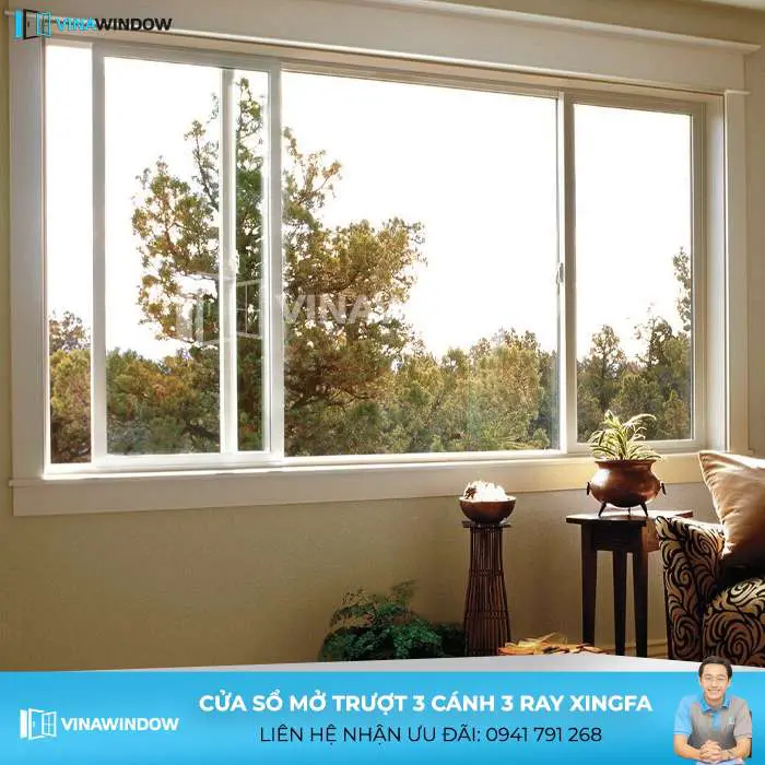 cửa sổ xingfa 3 cánh 3 ray