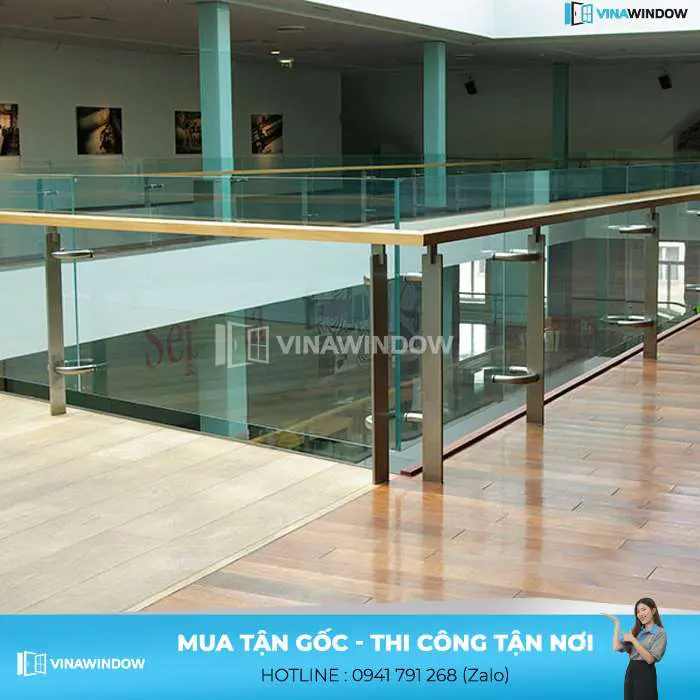 lan can hành lang trụ inox