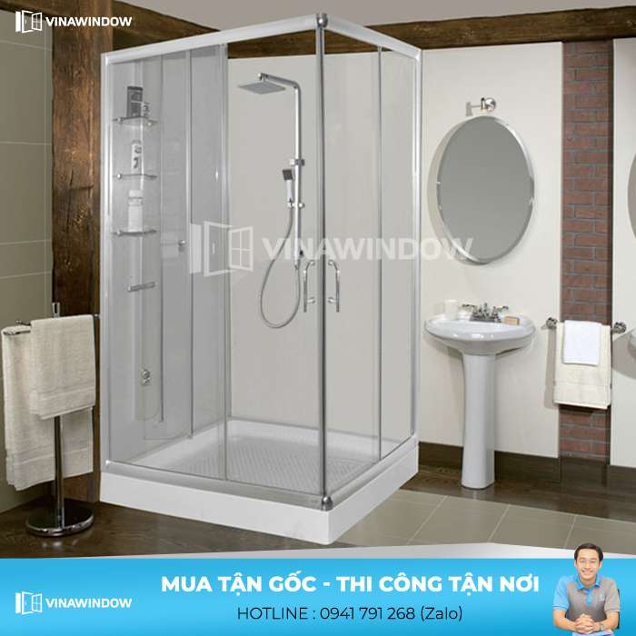 phòng tắm kính hệ vuông hiện đại